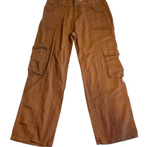 Utility Cargo Pants 2XL Womens Brown Belted Pockets Military Streetwear NWT